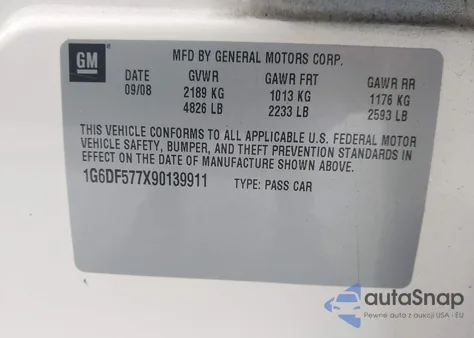 2009 Cadillac Cts Standard из США, поврежденный, VIN 1G6DF577X90139911